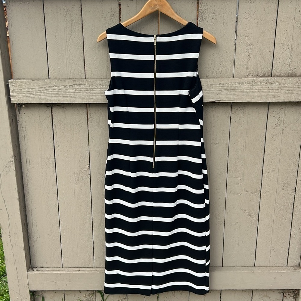 Adrianna Pappell Black and White Shift Dress Career Wear Flattering Midi Size 10 - Picture 4 of 5